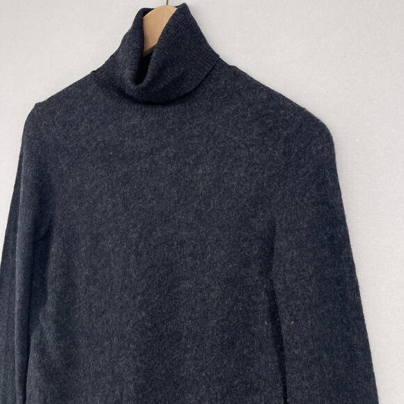 DKNY Sweater Womens M 100% Wool Brushed Turtleneck Pullover Charcoal HK VTG - Picture 1 of 11